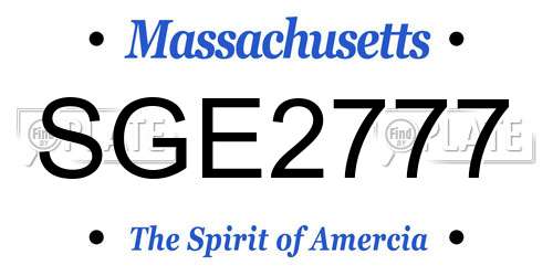 SGE2777 Massachusetts License Plate