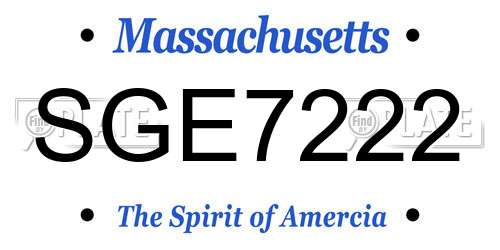 SGE7222 Massachusetts License Plate
