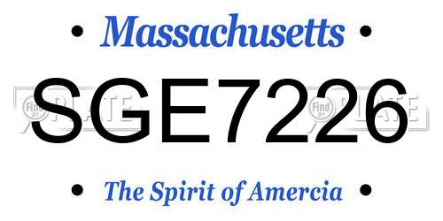 SGE7226 Massachusetts License Plate