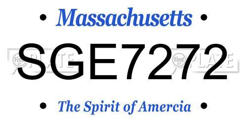 SGE7272 Massachusetts License Plate