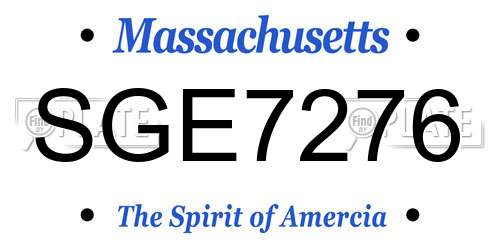 SGE7276 Massachusetts License Plate