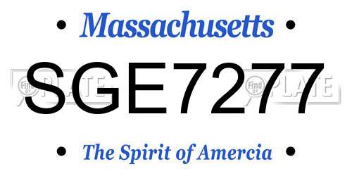 SGE7277 Massachusetts License Plate