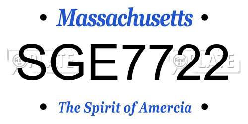 SGE7722 Massachusetts License Plate