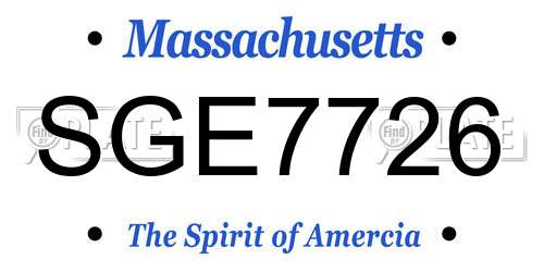 SGE7726 Massachusetts License Plate