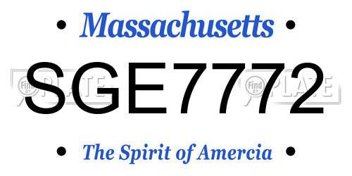 SGE7772 Massachusetts License Plate