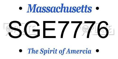SGE7776 Massachusetts License Plate