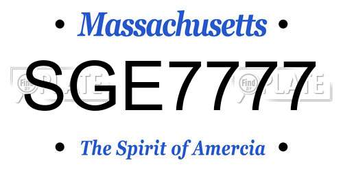 SGE7777 Massachusetts License Plate