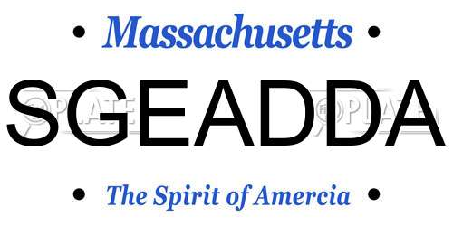 SGEADDA Massachusetts License Plate