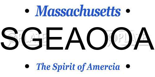 SGEAOOA Massachusetts License Plate