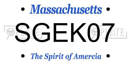 SGEK07 Massachusetts License Plate