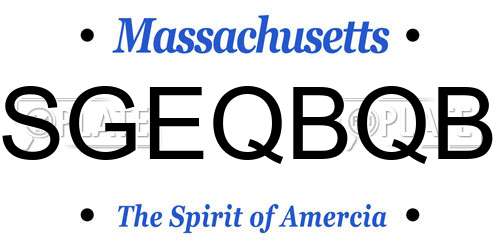 SGEQBQB Massachusetts License Plate
