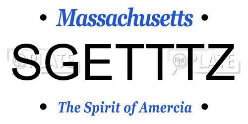 SGETTTZ Massachusetts License Plate