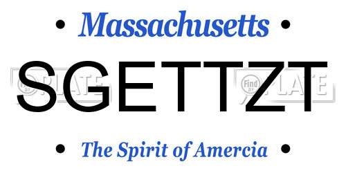 SGETTZT Massachusetts License Plate