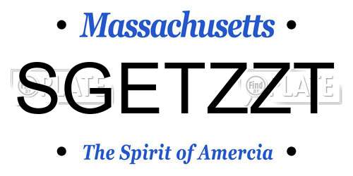 SGETZZT Massachusetts License Plate