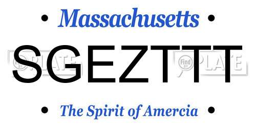 SGEZTTT Massachusetts License Plate