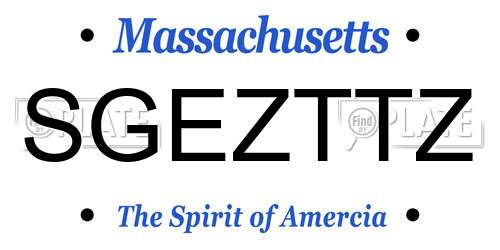SGEZTTZ Massachusetts License Plate