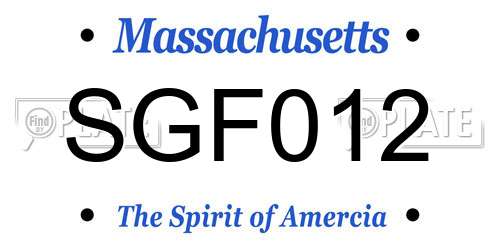 SGF012 Massachusetts License Plate
