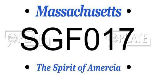 SGF017 Massachusetts License Plate