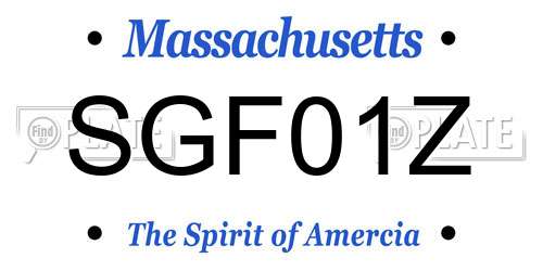 SGF01Z Massachusetts License Plate