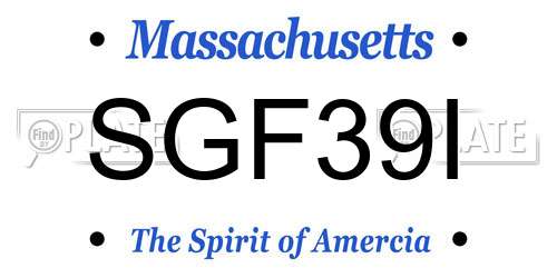 SGF39I Massachusetts License Plate