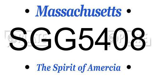 SGG5408 Massachusetts License Plate
