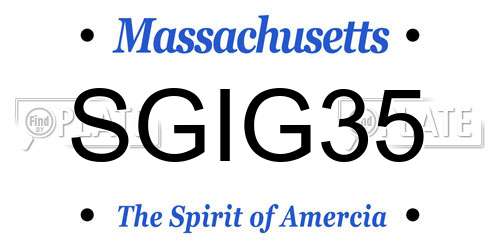 SGIG35 Massachusetts License Plate