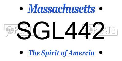 SGL442 Massachusetts License Plate
