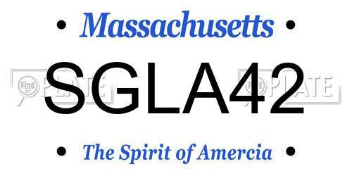 SGLA42 Massachusetts License Plate