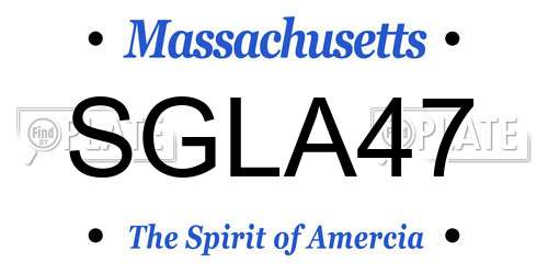 SGLA47 Massachusetts License Plate