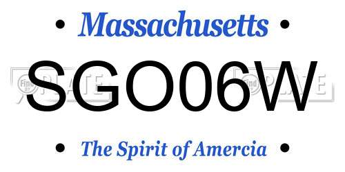 SGO06W Massachusetts License Plate