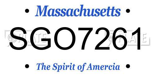 SGO7261 Massachusetts License Plate