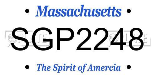 SGP2248 Massachusetts License Plate