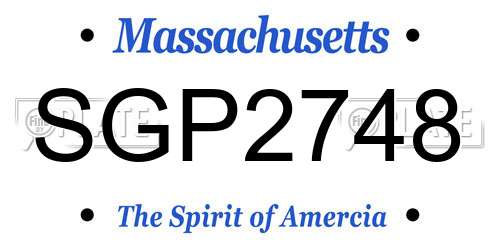 SGP2748 Massachusetts License Plate