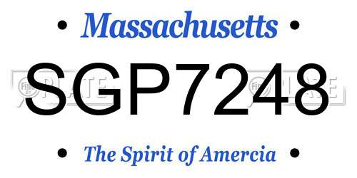 SGP7248 Massachusetts License Plate