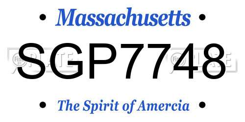 SGP7748 Massachusetts License Plate
