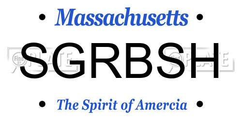 SGRBSH Massachusetts License Plate