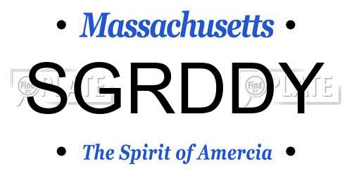 SGRDDY Massachusetts License Plate