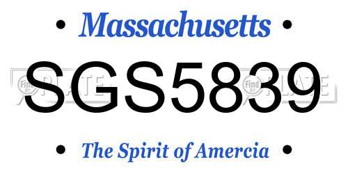SGS5839 Massachusetts License Plate