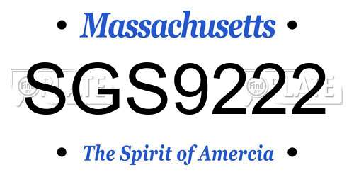 SGS9222 Massachusetts License Plate