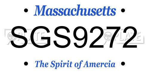 SGS9272 Massachusetts License Plate