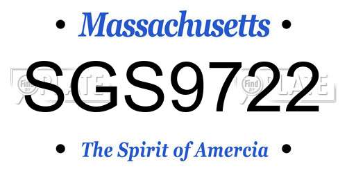 SGS9722 Massachusetts License Plate