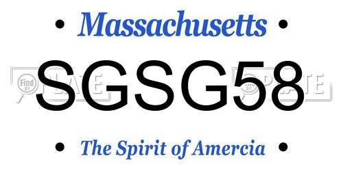 SGSG58 Massachusetts License Plate