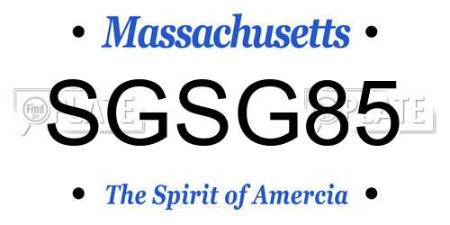 SGSG85 Massachusetts License Plate