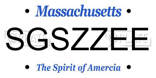 SGSZZEE Massachusetts License Plate
