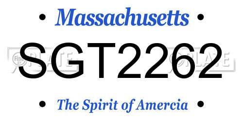 SGT2262 Massachusetts License Plate