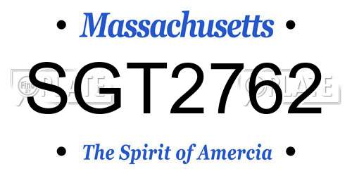 SGT2762 Massachusetts License Plate