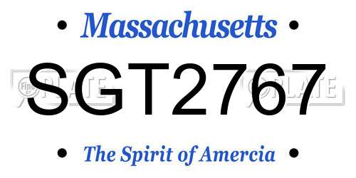 SGT2767 Massachusetts License Plate