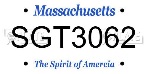 SGT3062 Massachusetts License Plate