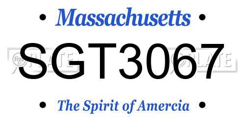 SGT3067 Massachusetts License Plate