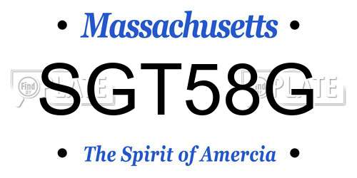 SGT58G Massachusetts License Plate